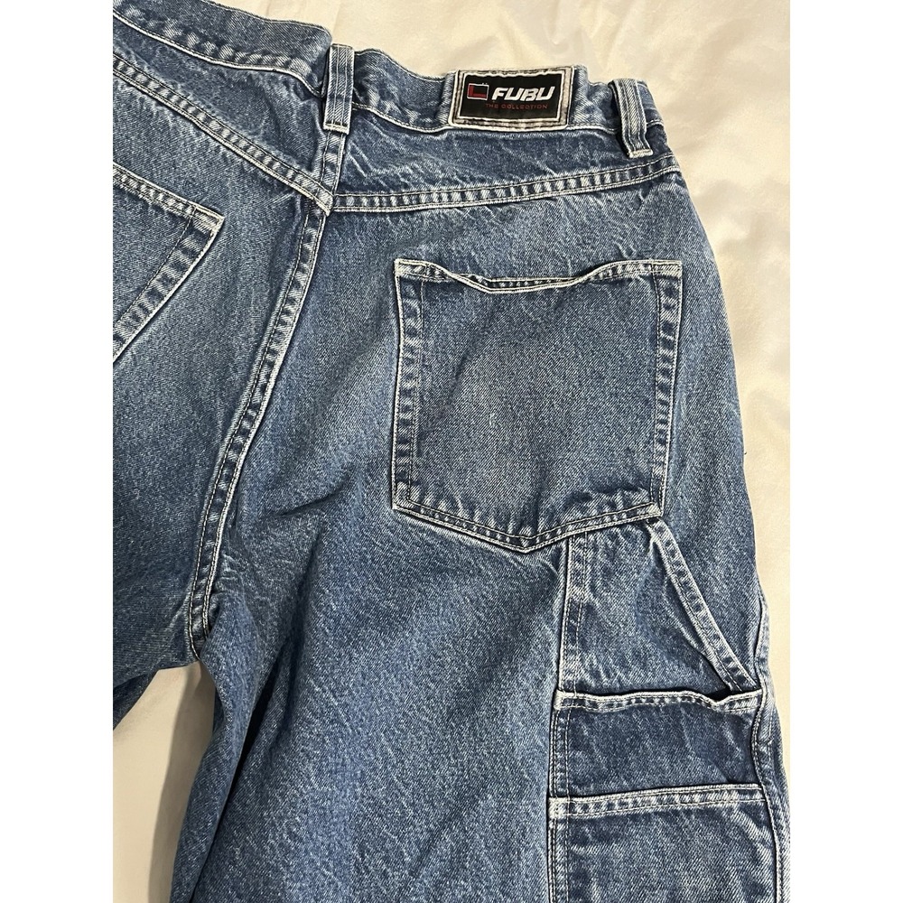 Vintage FUBU Shorts Carpenter Cargo Baggy Skater Y2K Denim Jorts W36 - Picture 14 of 16